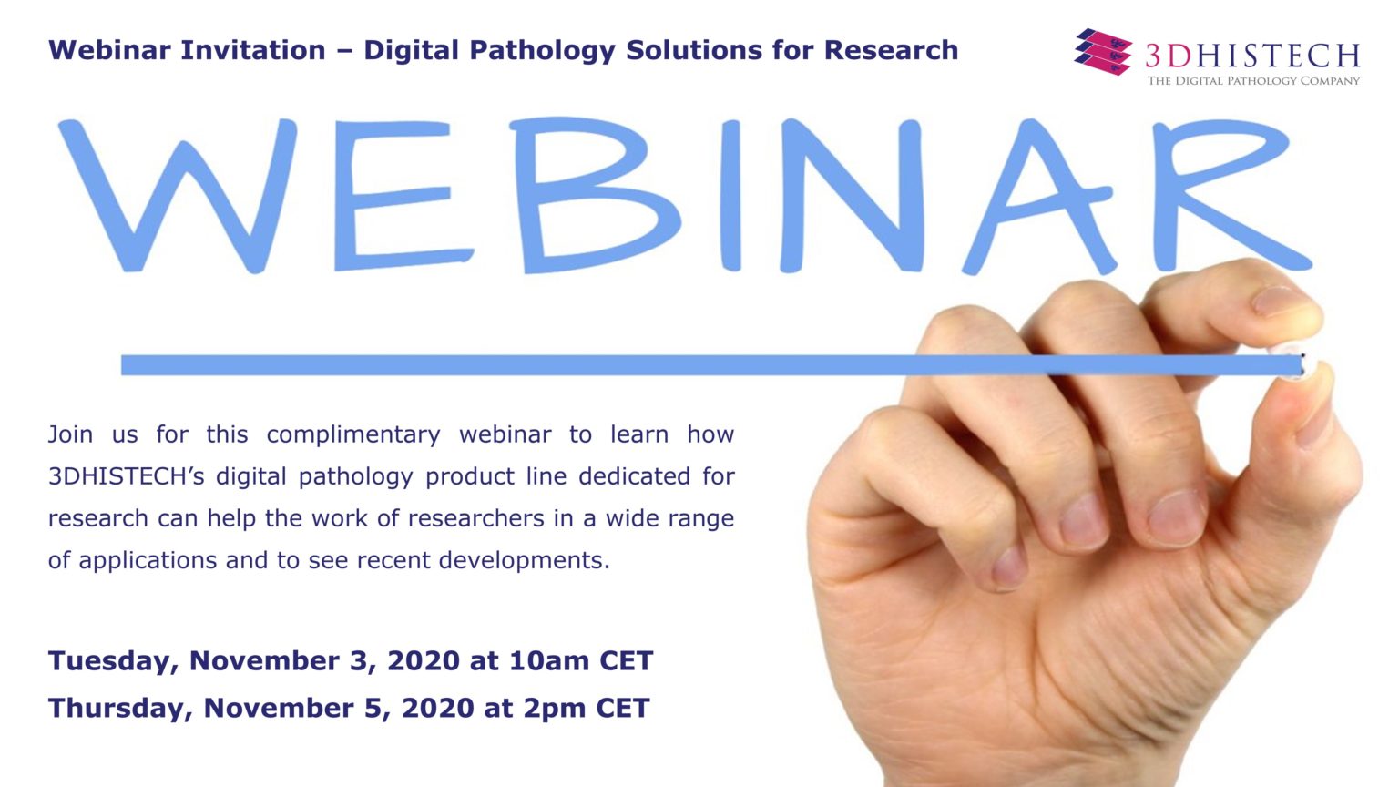 3DHISTECH Webinar Invitation – Digital Pathology Solutions for Research ...